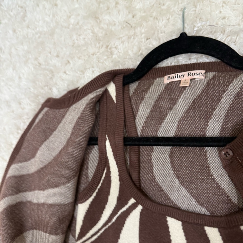 Zebra Stripe Knit Cardigan in Brown and Cream - Picture 2 of 5